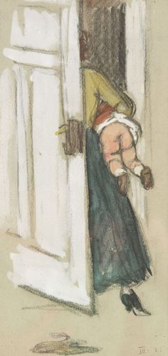 Otto Weil, Mutter mit Kind, 1925, Kreide auf Papier, 26 x 13 cm, Privatsammlung